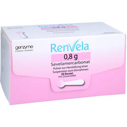 Abbildung: Renvela 0,8 g Pulver zur Herstellung einer Suspension zum Einnehmen Sachets 90 St, Pulver zur Herstellung einer Suspension zum Einnehmen PZN 00033985