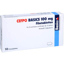 Abbildung: Cefpo Basics 100 mg Filmtabletten 10 St, Filmtabletten PZN 00038540