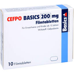 Abbildung: Cefpo Basics 200 mg Filmtabletten 10 St, Filmtabletten PZN 00038563