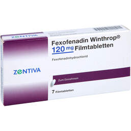 Abbildung: Fexofenadin Winthrop 120 mg Filmtabletten 7 St, Filmtabletten PZN 00039901