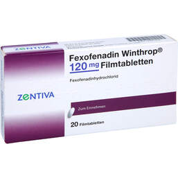 Abbildung: Fexofenadin Winthrop 120 mg Filmtabletten 20 St, Filmtabletten PZN 00053290