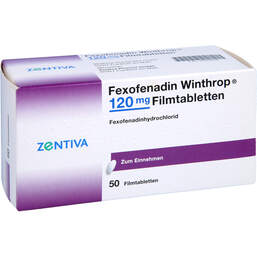 Abbildung: Fexofenadin Winthrop 120 mg Filmtabletten 50 St, Filmtabletten PZN 00053309