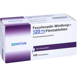 Abbildung: Fexofenadin Winthrop 120 mg Filmtabletten 100 St, Filmtabletten PZN 00053982