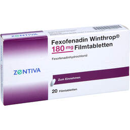 Abbildung: Fexofenadin Winthrop 180 mg Filmtabletten 20 St, Filmtabletten PZN 00053999