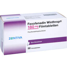 Abbildung: Fexofenadin Winthrop 180 mg Filmtabletten 50 St, Filmtabletten PZN 00054065