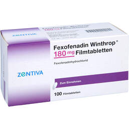 Abbildung: Fexofenadin Winthrop 180 mg Filmtabletten 100 St, Filmtabletten PZN 00055857
