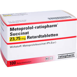 Abbildung: Metoprolol ratiopharm Succinat 23,75mg Retardtabletten 100 St, Retard-Tabletten PZN 00089595