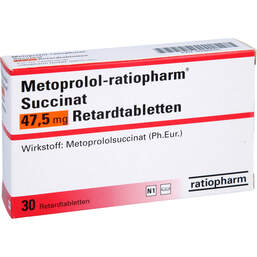 Abbildung: Metoprolol ratiopharm Succinat 47,5 mg Retardtabletten 30 St, Retard-Tabletten PZN 00089603