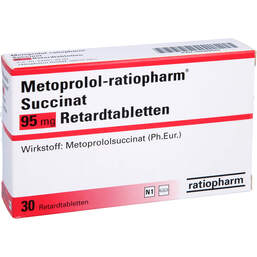 Abbildung: Metoprolol ratiopharm Succinat 95 mg Retardtabletten 30 St, Retard-Tabletten PZN 00089649