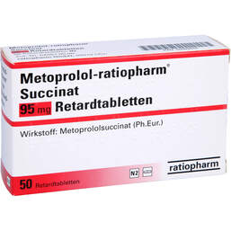 Abbildung: Metoprolol ratiopharm Succinat 95 mg Retardtabletten 50 St, Retard-Tabletten PZN 00089655