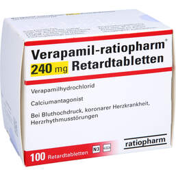 Abbildung: Verapamil ratiopharm 240 mg Retardtabletten 100 St, Retard-Tabletten PZN 00089738