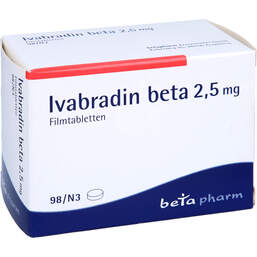 Abbildung: Ivabradin beta 2,5 mg Filmtabletten 98 St, Filmtabletten PZN 00090049