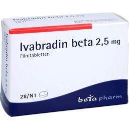 Abbildung: Ivabradin beta 2,5 mg Filmtabletten 28 St, Filmtabletten PZN 00090055