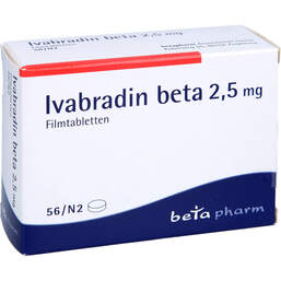Abbildung: Ivabradin beta 2,5 mg Filmtabletten 56 St, Filmtabletten PZN 00090061