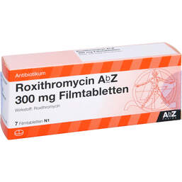 Abbildung: Roxithromycin AbZ 300 mg Filmtabletten 7 St, Filmtabletten PZN 00094277