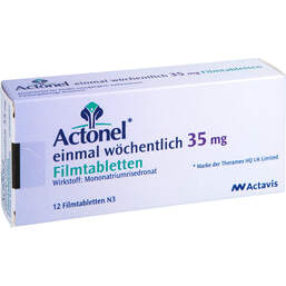 Abbildung: Actonel 35 mg einmal wöchentlich Filmtabletten 12 St, Filmtabletten PZN 00096589