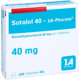 Abbildung: Sotalol 40 1A Pharma Tabletten 100 St, Tabletten PZN 00097011
