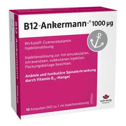 Abbildung: B12 Ankermann® 1000 µg Vitamin B12 Injekt 10X1 ml, Injektionslösung PZN 00097040