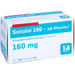 Abbildung: Sotalol 160 1A Pharma Tabletten 100 St, Tabletten PZN 00097169