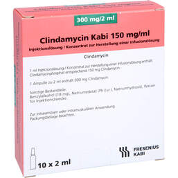 Abbildung: Clindamycin Kabi 300 mg / 2 ml Injektionslösung 10 St, Injektionslösung PZN 00108795