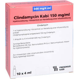 Abbildung: Clindamycin Kabi 600 mg / 4 ml Injektionslösung 10 St, Injektionslösung PZN 00108803