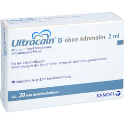 Abbildung: Ultracain D ohne Adrenalin Ampullen 10X2 ml, Ampullen PZN 00109369