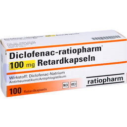 Abbildung: Diclofenac ratiopharm 100 mg Retardkapseln 100 St, Retard-Kapseln PZN 00112584