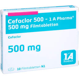 Abbildung: Cefaclor 500 1A Pharma Filmtabletten 10 St, Filmtabletten PZN 00113721