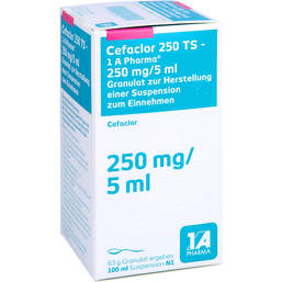 Abbildung: Cefaclor 250 TS 1A Pharma Granulat z.Suspension-Herstellung 100 ml, Granulat zur Herstellung einer Suspension zum Einnehmen PZN 00113750