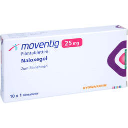 Abbildung: Moventig 25 mg Filmtabletten 10 St, Filmtabletten PZN 00114689