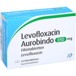Abbildung: Levofloxacin Aurobindo 250 mg Filmtabletten 10 St, Filmtabletten PZN 00116719