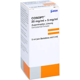 Abbildung: Cosopt 20 mg / ml + 5 mg / ml Augentropfen 1X5 ml, Augentropfen PZN 00120336