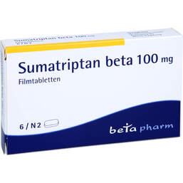 Abbildung: Sumatriptan beta 100 mg Filmtabletten 6 St, Filmtabletten PZN 00126913