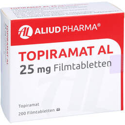 Abbildung: Topiramat AL 25 mg Filmtabletten 200 St, Filmtabletten PZN 00133936