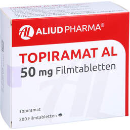 Abbildung: Topiramat AL 50 mg Filmtabletten 200 St, Filmtabletten PZN 00133994