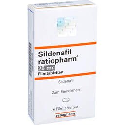 Abbildung: Sildenafil ratiopharm 25 mg Filmtabletten 4 St, Filmtabletten PZN 00142450