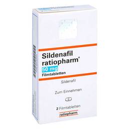Abbildung: Sildenafil ratiopharm 50 mg Filmtabletten 2 St, Filmtabletten PZN 00142473