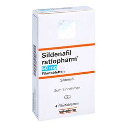 Abbildung: Sildenafil ratiopharm 50 mg Filmtabletten 4 St, Filmtabletten PZN 00142496