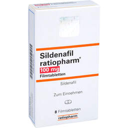 Abbildung: Sildenafil ratiopharm 100 mg Filmtabletten 8 St, Filmtabletten PZN 00142711