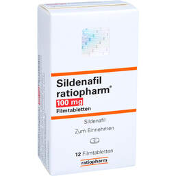 Abbildung: Sildenafil ratiopharm 100 mg Filmtabletten 12 St, Filmtabletten PZN 00142728