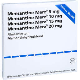 Abbildung: Memantine Merz 5 / 10 / 15 / 20 mg Filmtabletten 4X7 St, Filmtabletten PZN 00143024