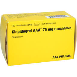 Abbildung: Clopidogrel AAA 75 mg Filmtabletten 100 St, Filmtabletten PZN 00149096