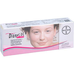 Abbildung: Diane 35 überzogene Tabletten 3X21 St, Überzogene Tabletten PZN 00166686