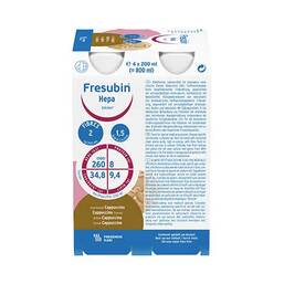 Abbildung: Fresubin Hepa Drink Cappuccino Trinkflasche Lösung, 4X200 ml PZN 00167527