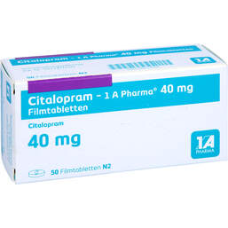 Abbildung: Citalopram 1A Pharma 40 mg Filmtabletten 50 St, Filmtabletten PZN 00177052