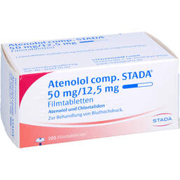 Abbildung: Atenolol comp. STADA 50 mg / 12,5 mg Filmtabletten 100 St, Filmtabletten PZN 00177193
