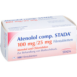 Abbildung: Atenolol comp. STADA 100 mg / 25 mg Filmtabletten 100 St, Filmtabletten PZN 00177224