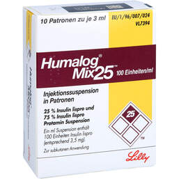 Abbildung: Humalog Mix 25 Patrone Injektionssuspension 10X3 ml, Injektionssuspension PZN 00182113