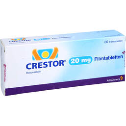 Abbildung: Crestor 20 mg Filmtabletten 30 St, Filmtabletten PZN 00185442
