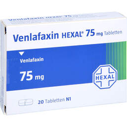 Abbildung: Venlafaxin Hexal 75 mg Tabletten 20 St, Tabletten PZN 00203387